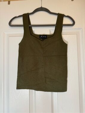 Olive Green Ribbed Tank Top - Women's
